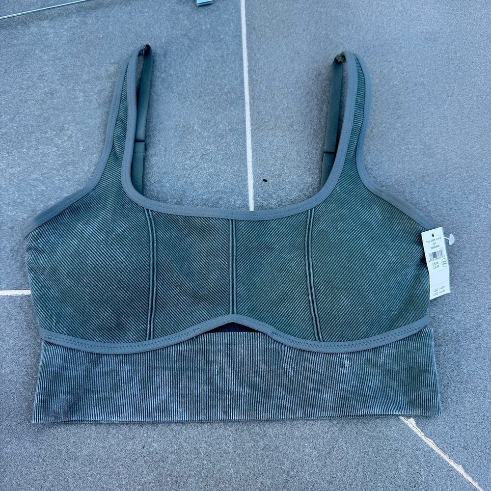 Aerie Real Good Seamless Ribbed Longline Bralette – Sage Green – Size Medium